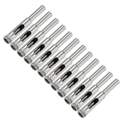 Harfington Uxcell 12pcs 6mm Diamond Drill Bit Hole Saw for Tile Glass Marble Granite Fiberglass Ceramic Tool Silver Tone