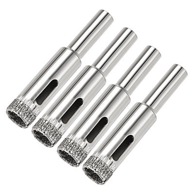 Harfington Uxcell 4pcs 12mm Diamond Drill Bit Hole Saw for Tile Glass Marble Granite Fiberglass Ceramic Tool Silver Tone