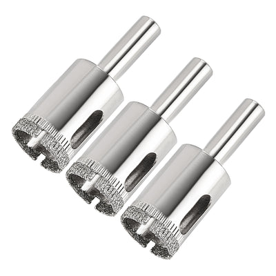 Harfington Uxcell 3pcs 20mm Diamond Drill Bit Hole Saw for Tile Glass Marble Granite Fiberglass Ceramic Tool Silver Tone