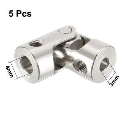 Harfington Uxcell 5pcs 3mm to 4mm Inner Dia Rotatable Universal Steering Shaft U Joint Coupler L23XD9