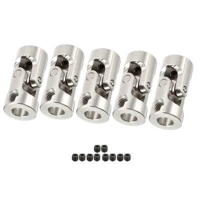 Harfington Uxcell 5pcs 5mm to 5mm Inner Dia Rotatable Universal Steering Shaft U Joint Coupler L23XD11