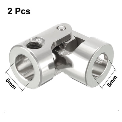 Harfington Uxcell 2pcs 6mm to 6mm Inner Dia Rotatable Universal Steering Shaft U Joint Coupler L23XD11