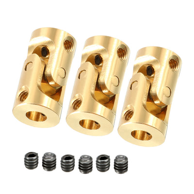 Harfington Uxcell 3pcs 3mm to 3mm Inner Dia Rotatable Universal Steering Shaft U Joint Coupler L13XD7