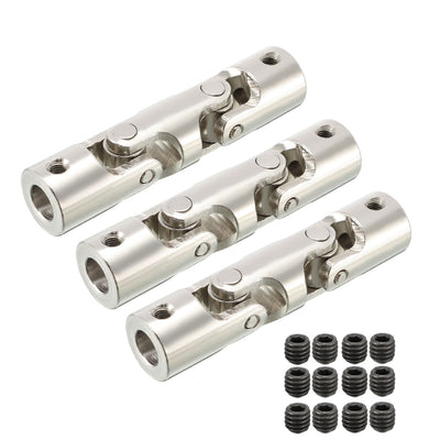 Harfington Uxcell 6mm to 6mm Inner Dia 2 Section Rotatable Universal Steering Shaft U Joint Coupler L52XD12 3pcs