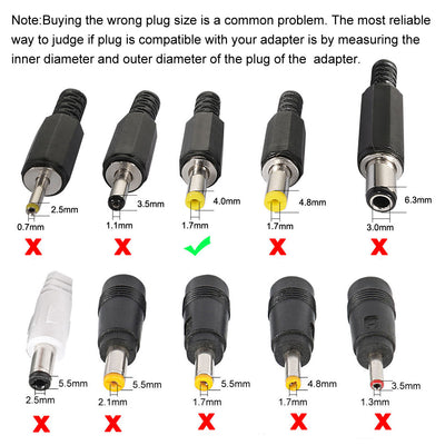 Harfington Uxcell 2 pcs DC Male Connector 4.0mm x 1.7mm Power Cable Jack Adapter Black