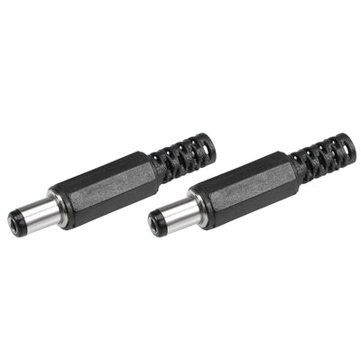 Harfington Uxcell 2Pcs DC Male Connector 5.5mm x 2.5mm x 9mm Power Cable Jack Adapter Black