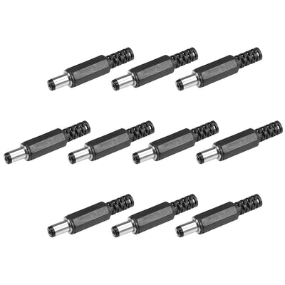 Harfington Uxcell 10Pcs DC Male Connector 5.5mm x 2.5mm x 9mm Power Cable Jack Adapter Black