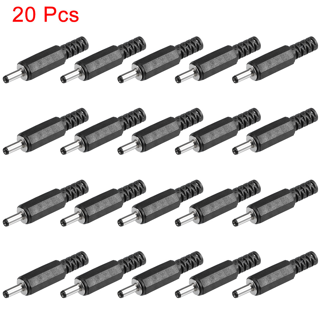 uxcell Uxcell 20Pcs DC Male Connector 3.5mm x 1.1mm Power Cable Jack Adapter Black