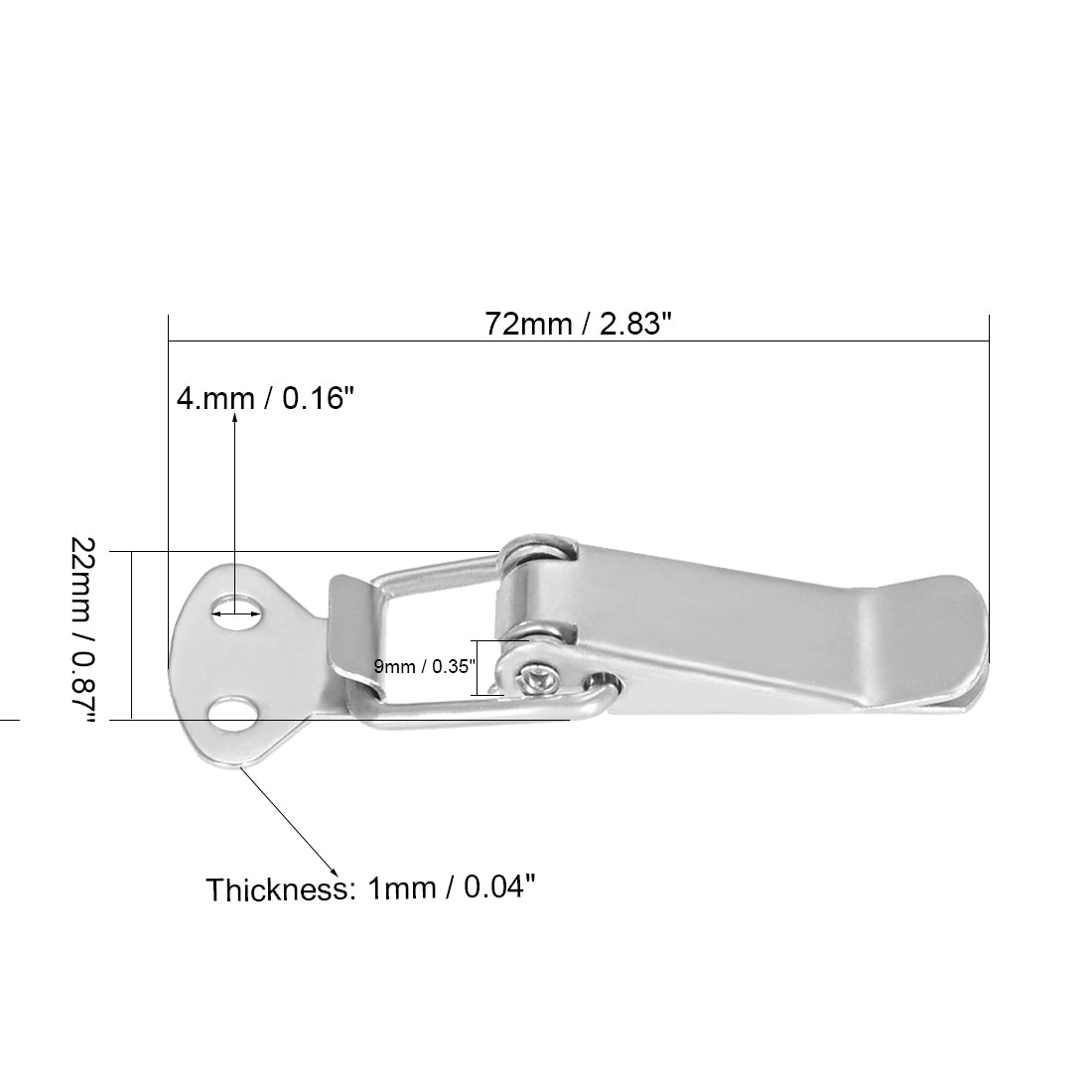 uxcell Uxcell 201 Stainless Steel Spring Loaded Toggle Case Box Chest Trunk Latch Catches Clamp Hasps 2 pcs , 72mm Overall Length