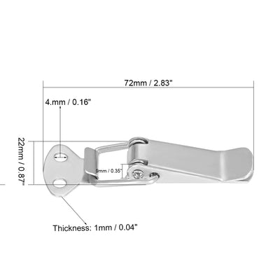 Harfington Uxcell 201 Stainless Steel Spring Loaded Toggle Case Box Chest Trunk Latch Catches Clamp Hasps 2 pcs , 72mm Overall Length