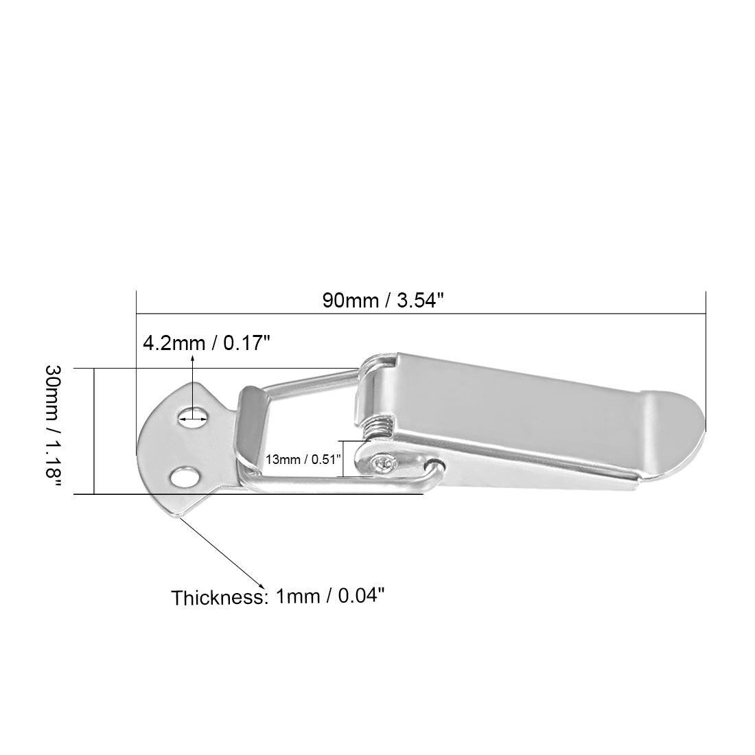 uxcell Uxcell 201 Stainless Steel Spring Loaded Toggle Case Box Chest Trunk Latch Catches Clamp Hasps 2 pcs, 90mm Overall Length