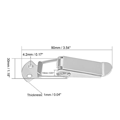 Harfington Uxcell 201 Stainless Steel Spring Loaded Toggle Case Box Chest Trunk Latch Catches Clamp Hasps 2 pcs, 90mm Overall Length