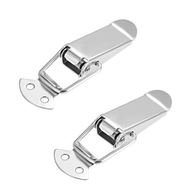 Harfington Uxcell 201 Stainless Steel Spring Loaded Toggle Case Box Chest Trunk Latch Catches Clamp Hasps 2 pcs, 90mm Overall Length