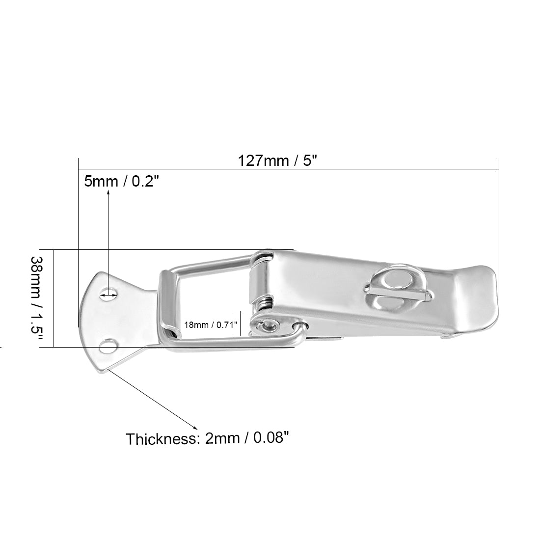 uxcell Uxcell 201 Stainless Steel Spring Loaded Toggle Case Box Chest Trunk Latch Catches Hasps Clamp 2 pcs, 127mm Overall Length