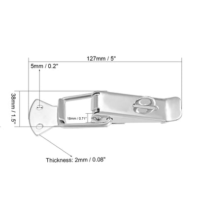 Harfington Uxcell 201 Stainless Steel Spring Loaded Toggle Case Box Chest Trunk Latch Catches Hasps Clamp 2 pcs, 127mm Overall Length