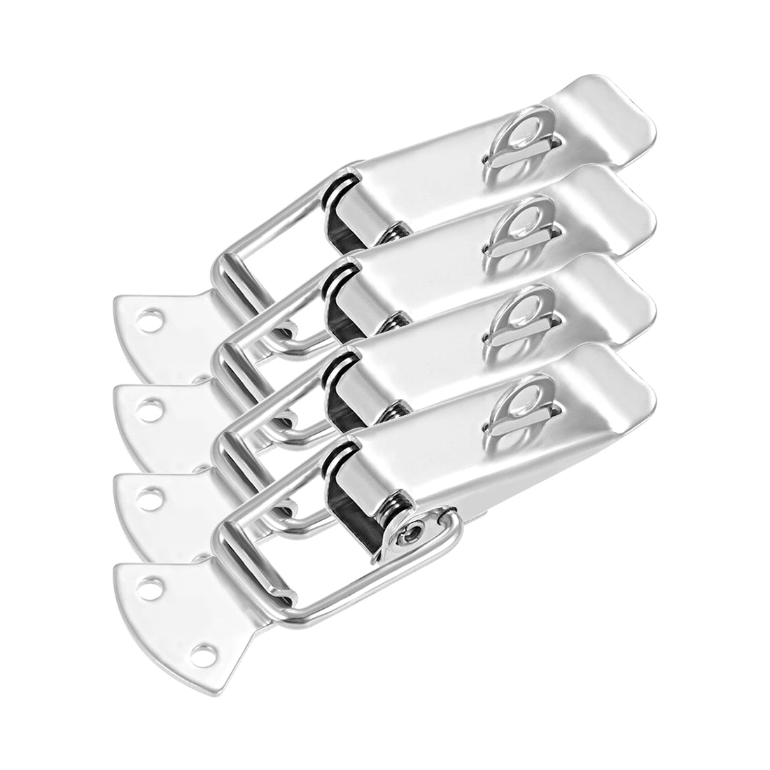 uxcell Uxcell 304 Stainless Steel Spring Loaded Toggle Case Box Chest Trunk Latch Catches Hasps Clamp 4 pcs, 127mm Overall Length