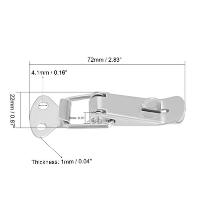 Harfington Uxcell 304 Stainless Steel Spring Loaded Toggle Case Box Container Trunk Latch Catches Hasps Clamp 4 pcs, 72mm Overall Length