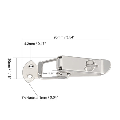 Harfington Uxcell Iron Spring Loaded Toggle Case Box Chest Trunk Latch Catches Hasps Clamp 2 pcs, 90mm Entire Length