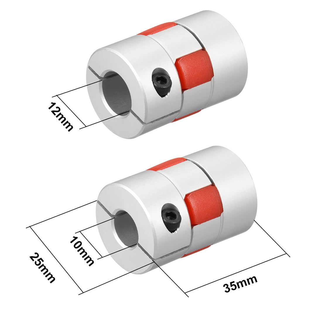 uxcell Uxcell Shaft Coupling 10mm to 12mm Bore L35xD25 Flexible  Joint for Servo Stepped Motor