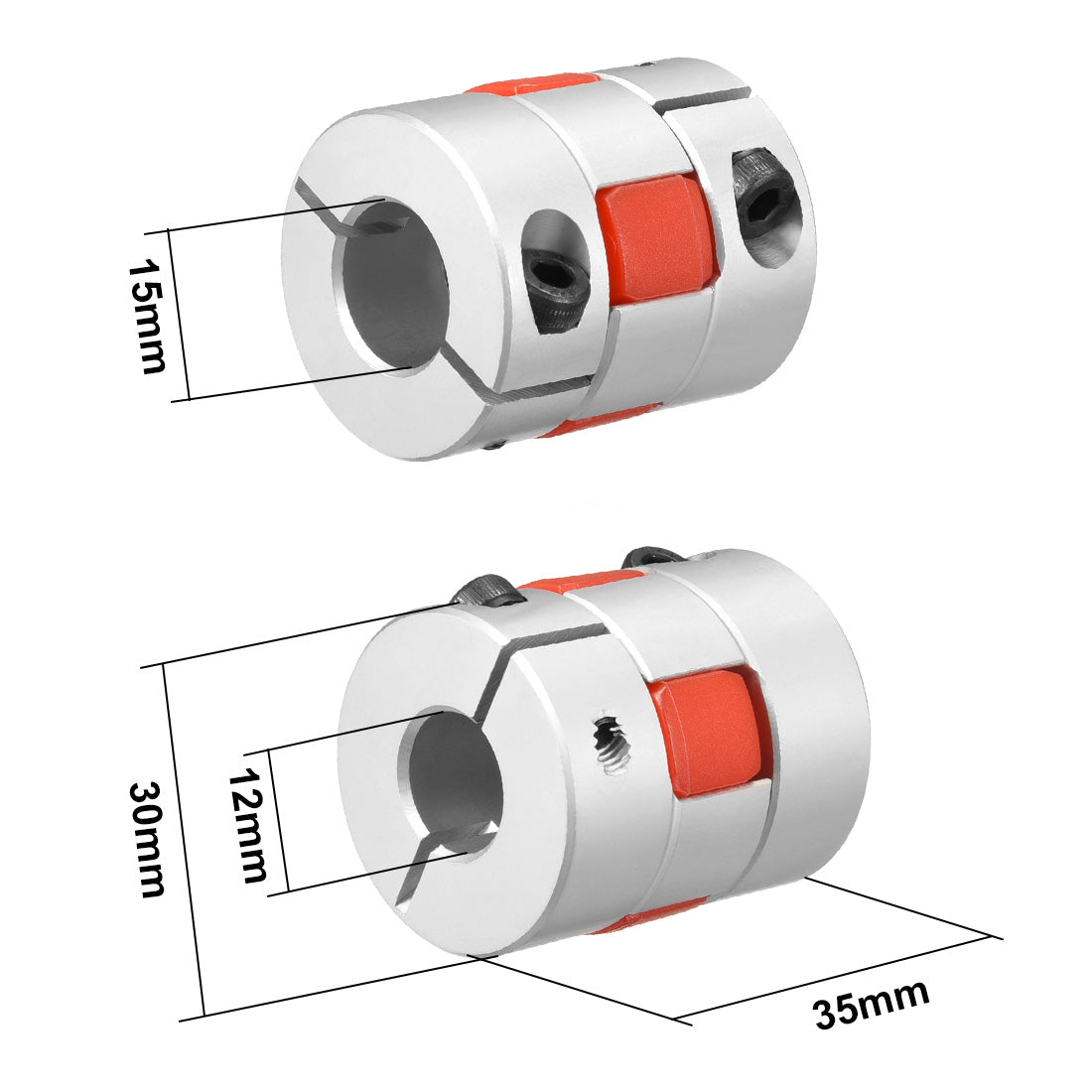 uxcell Uxcell Shaft Coupling 12mm to 15mm Bore L35xD30 Flexible  Joint for Servo Stepped Motor