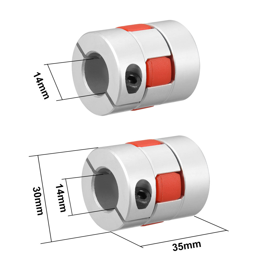 uxcell Uxcell Shaft Coupling 14mm to 14mm Bore L35xD30 Flexible  Joint for Servo Stepped Motor