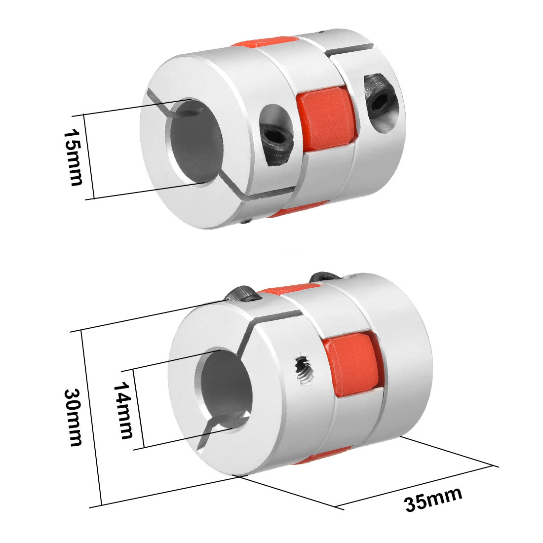 uxcell Uxcell Shaft Coupling 14mm to 15mm Bore L35xD30 Flexible  Joint for Servo Stepped Motor