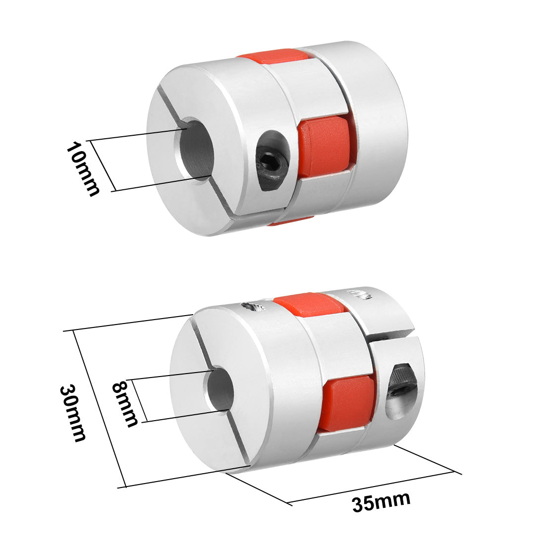 uxcell Uxcell Shaft Coupling 8mm to 10mm Bore L35xD30 Flexible  Joint for Servo Stepped Motor