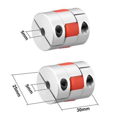 Harfington Uxcell Shaft Coupling 5mm to 5mm Bore L30xD25 Flexible Coupler Joint for Servo Stepped Motor