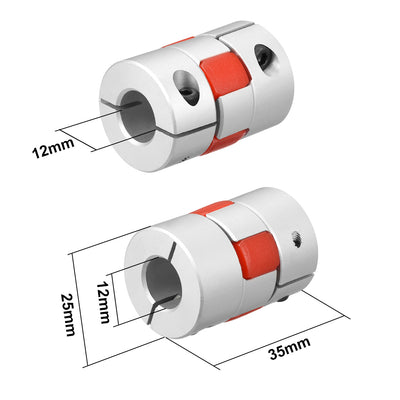 Harfington Uxcell 2pcs Shaft Coupling 12mm to 12mm Bore L35xD25 Flexible  Joint for Servo Stepped Motor