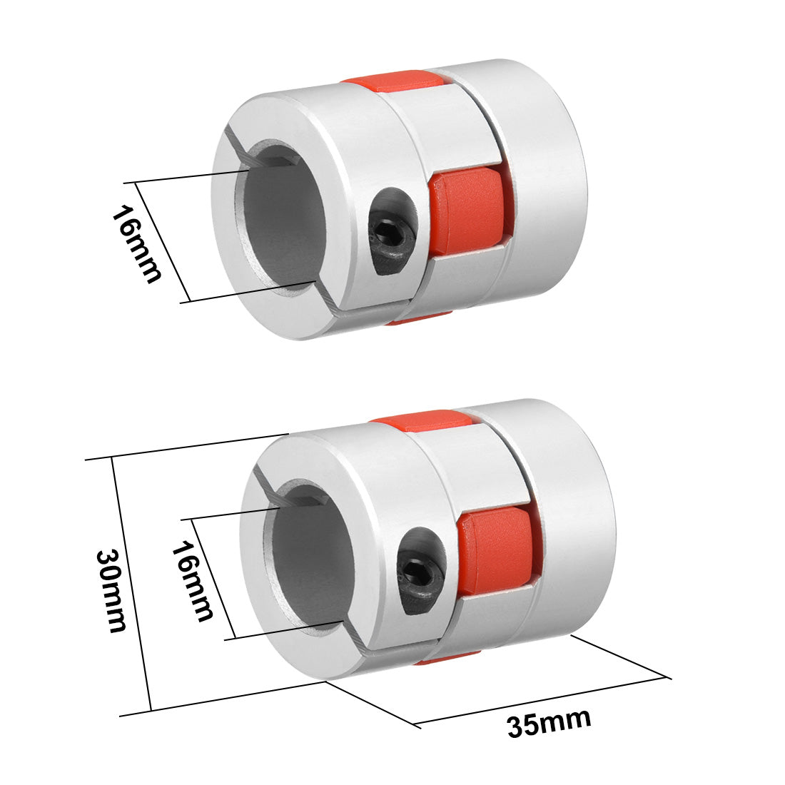 uxcell Uxcell 2pcs Shaft Coupling 16mm to 16mm Bore L35xD30 Flexible  Joint for Servo Stepped Motor