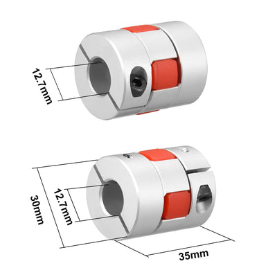 Harfington Uxcell 2pcs Shaft Coupling 12.7mm to 12.7mm Bore L35xD30 Flexible  Joint for Servo Stepped Motor