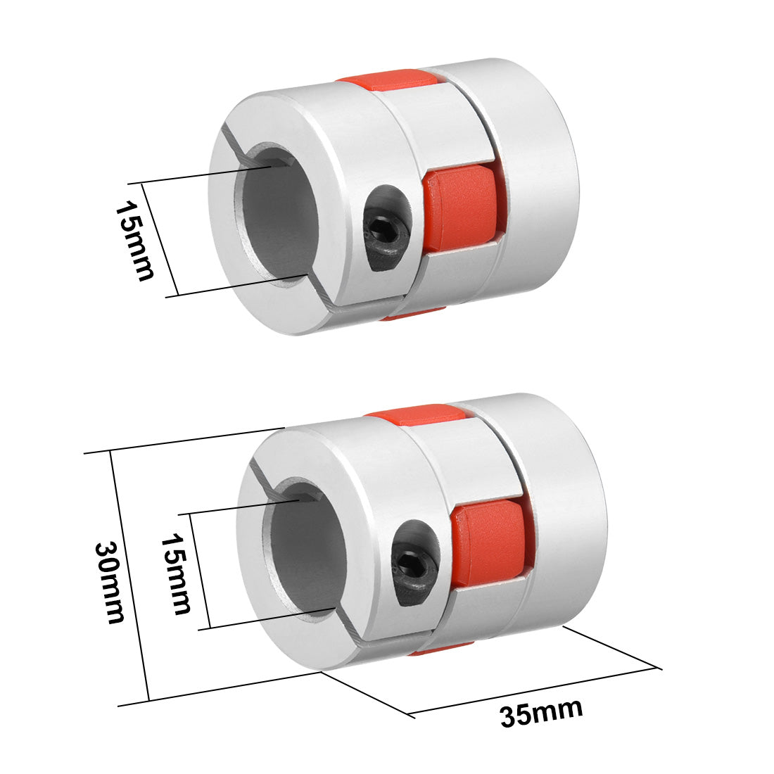 uxcell Uxcell 2pcs Shaft Coupling 15mm to 15mm Bore L35xD30 Flexible  Joint for Servo Stepped Motor