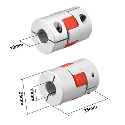 Harfington Uxcell 2pcs Shaft Coupling 10mm to 10mm Bore L35xD25 Flexible  Joint for Servo Stepped Motor