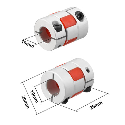 Harfington Uxcell 2pcs Shaft Coupling 10mm to 10mm Bore L25xD20 Flexible  Joint for Servo Stepped Motor