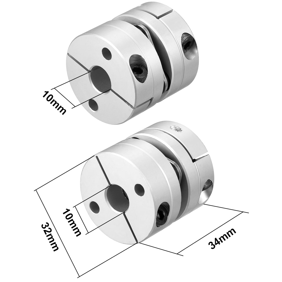 uxcell Uxcell 10mm to 10mm Bore L32xD34 1 Diaphragm Motor Wheel Flexible Coupling Joint