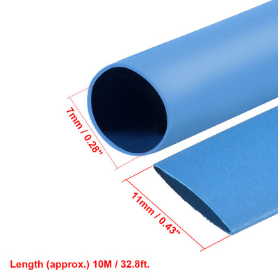 Harfington Uxcell Heat Shrink Tube 2:1 Electrical Insulation Tube Wire Cable Tubing Sleeving Wrap Blue 7mm Diameter 10m Long