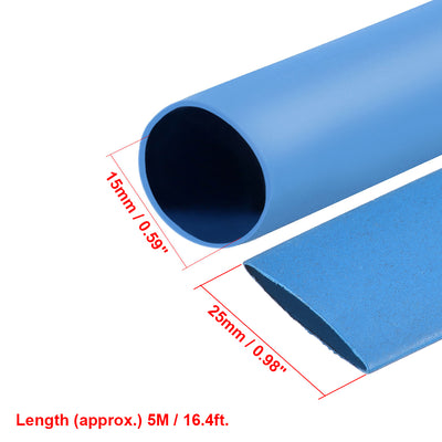 Harfington Uxcell Heat Shrink Tube 2:1 Electrical Insulation Tube Wire Cable Tubing Sleeving Wrap Blue 15mm Diameter 5m Long