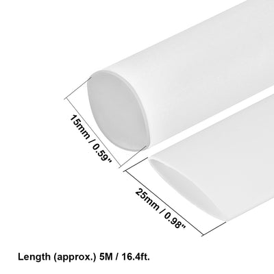 Harfington Uxcell Schrumpfschlauch 2:1 Schrumpfrate 15mm Durchmesser 25mm Flachbreite 16Fuß Weiß