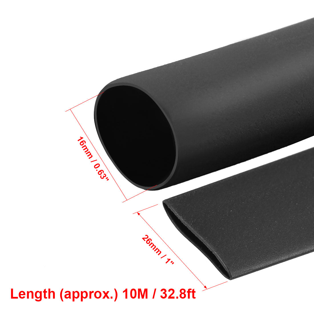 uxcell Uxcell Heat Shrink Tube 2:1 Electrical Insulation Tube Wire Cable Tubing Sleeving Wrap Black 16mm Diameter 10m Long