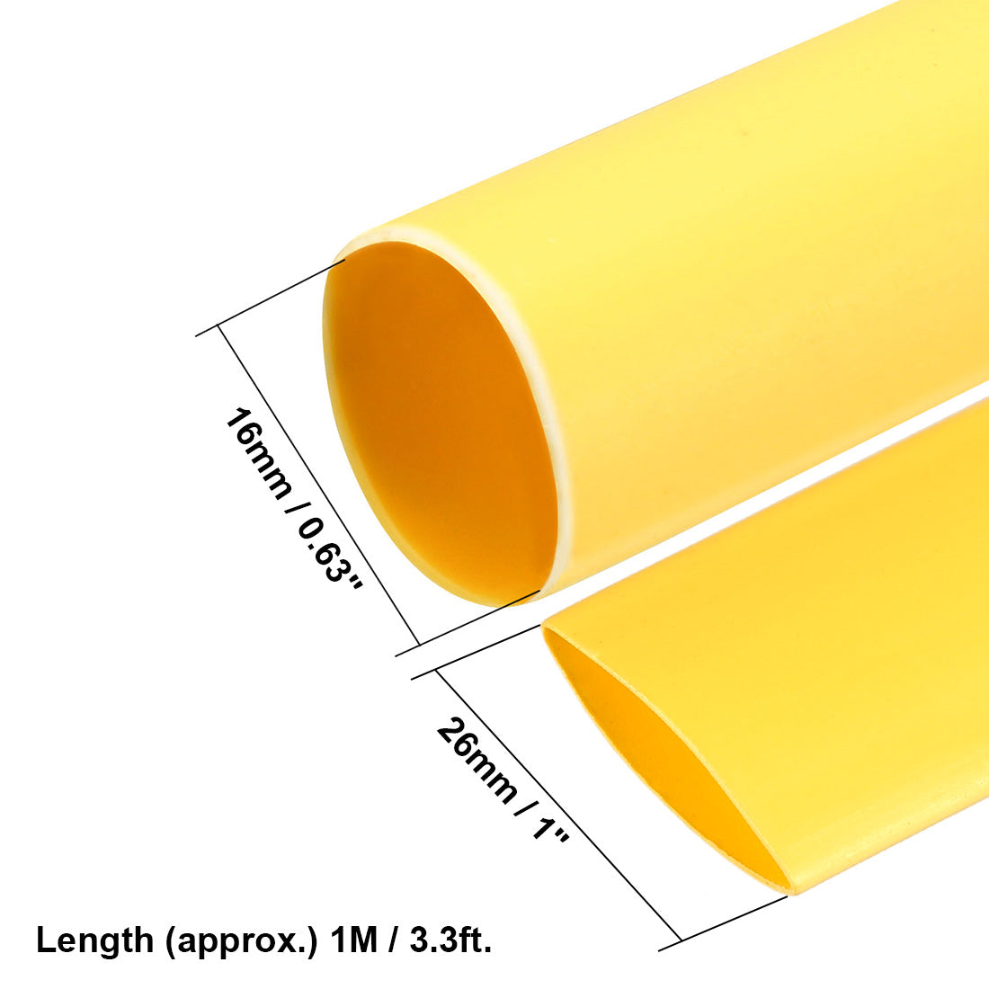 uxcell Uxcell Heat Shrink Tube 2:1 Electrical Insulation Tube Wire Cable Tubing Sleeving Wrap Yellow 16mm Diameter 1m Long