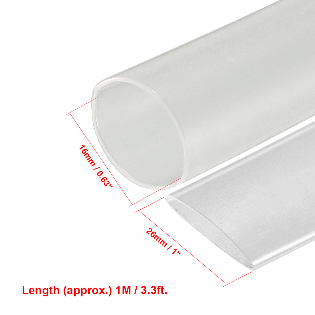 uxcell Uxcell Heat Shrink Tube 2:1 Electrical Insulation Tube Wire Cable Tubing Sleeving Wrap Clear 16mm Diameter 1m Long