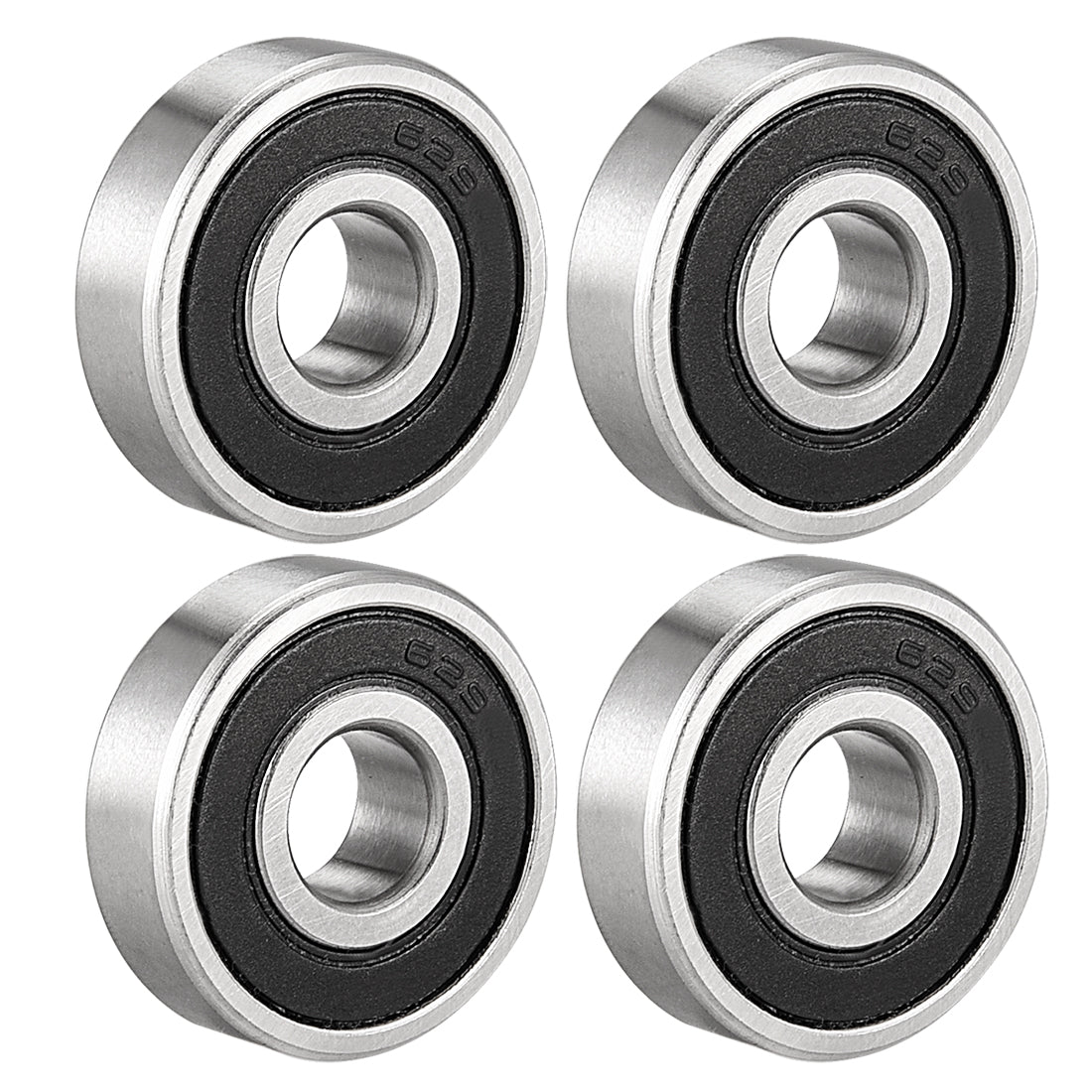 uxcell Uxcell Deep Groove Ball Bearing 629-2RS Double Sealed, 9 x 26 x 8mm Carbon Steel Bearings, 4Pcs