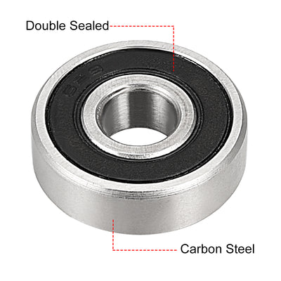 Harfington Uxcell Deep Groove Ball Bearings Double Sealed Carbon Steel