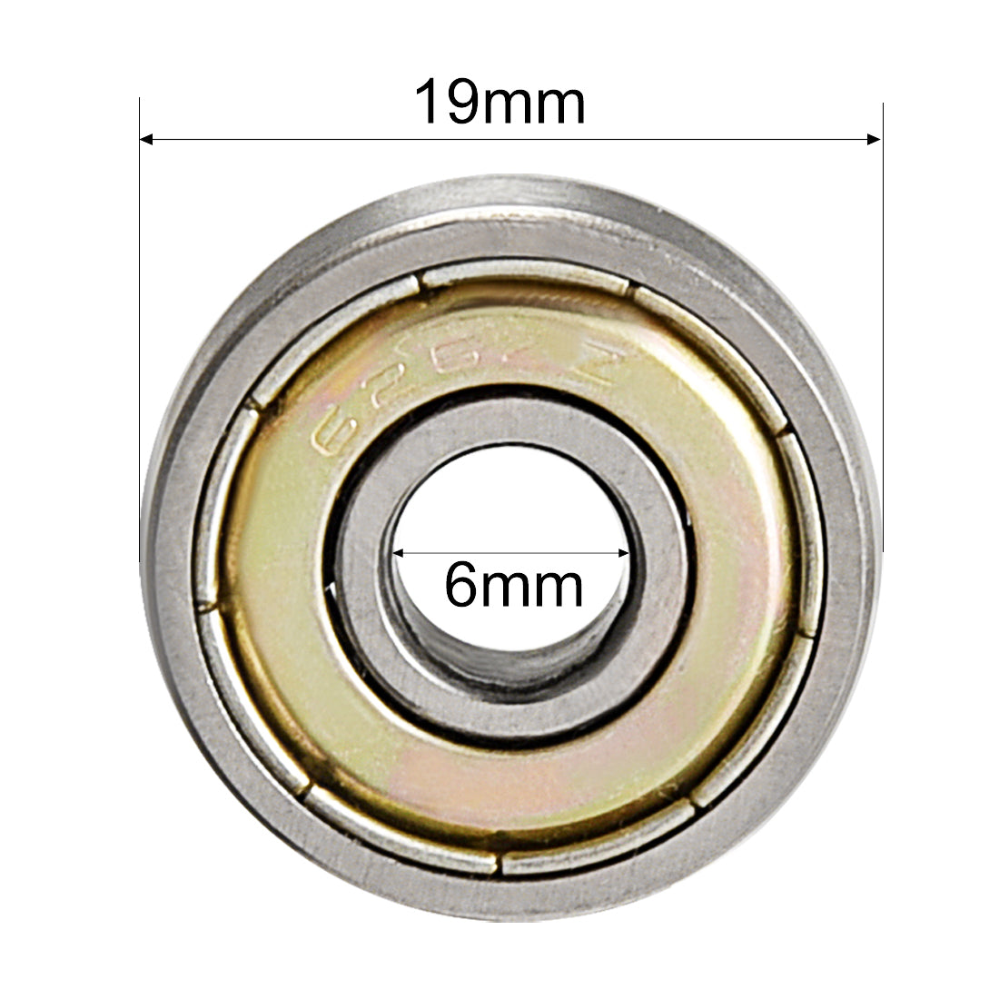 uxcell Uxcell Deep Groove Ball Bearing 626ZZ Double Shield, 6mm x 19mm x 6mm Carbon Steel Bearings, 10pcs