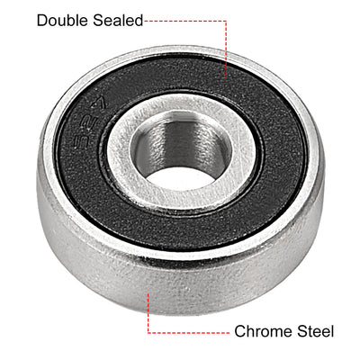 Harfington Uxcell Deep Groove Ball Bearings Metric Double Sealed Chrome Steel Z1