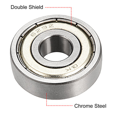 Harfington Uxcell Deep Groove Ball Bearings Metric Double Shielded Chrome Steel ABEC1 Z1 Level