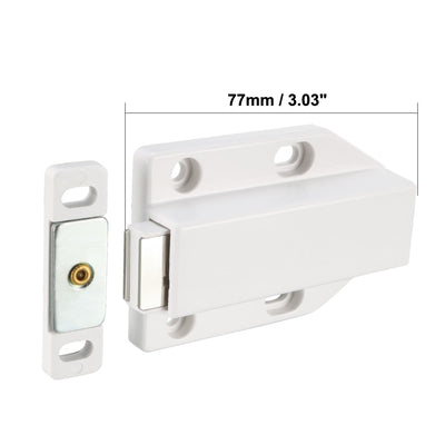 Harfington Uxcell Magnetic Touch Catch Latch Push To Open ABS White For Large Door 2Pcs