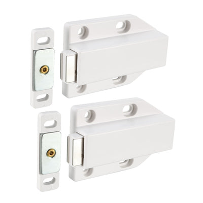 Harfington Uxcell Magnetic Touch Catch Latch Push To Open ABS White For Large Door 2Pcs