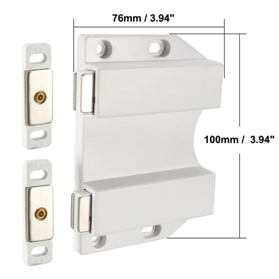 Harfington Uxcell Double Magnetic Touch Catch Latch Push To Open Long Stroke ABS White For Large Door 2Pcs