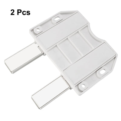 Harfington Uxcell Double Magnetic Touch Catch Latch Push To Open Long Stroke ABS White For Large Door 2Pcs